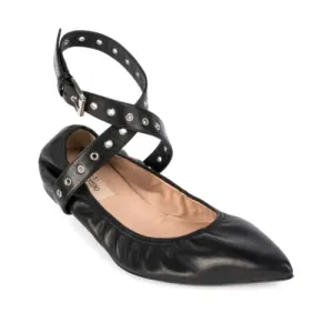 VALENTINO GARAVANI LOVE LATCH STUDDED ANKLE WRAP FLATS
