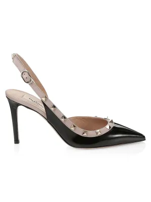 VALENTINO GARAVANI ROCKSTUD LEATHER SLINGBACK PUMPS