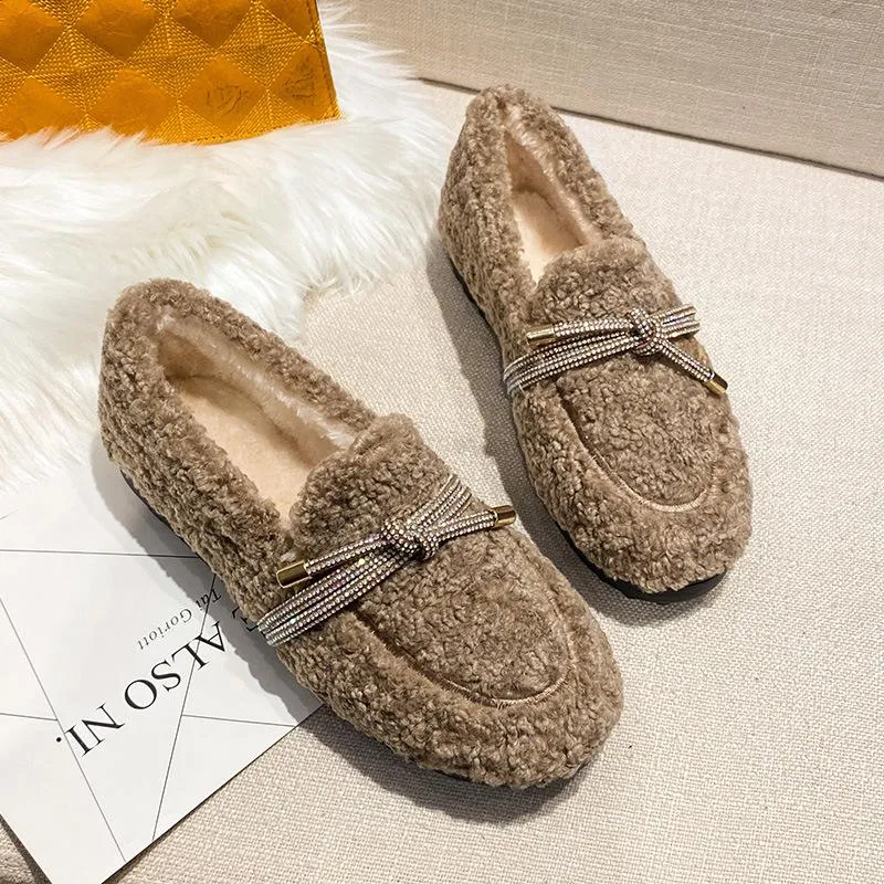 vanccy Furry Flats Loafers Fu62
