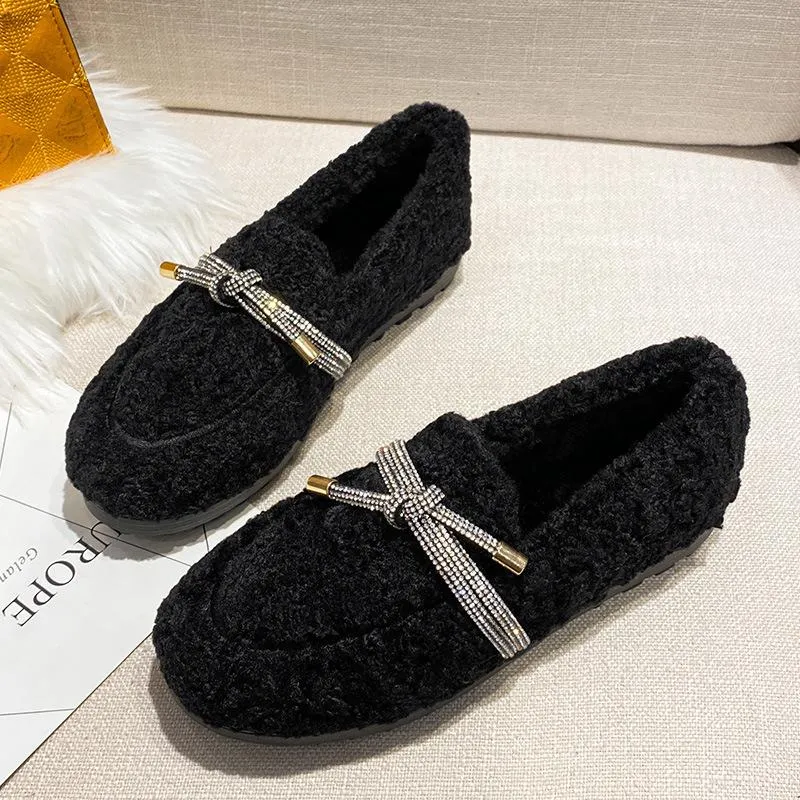 vanccy Furry Flats Loafers Fu62