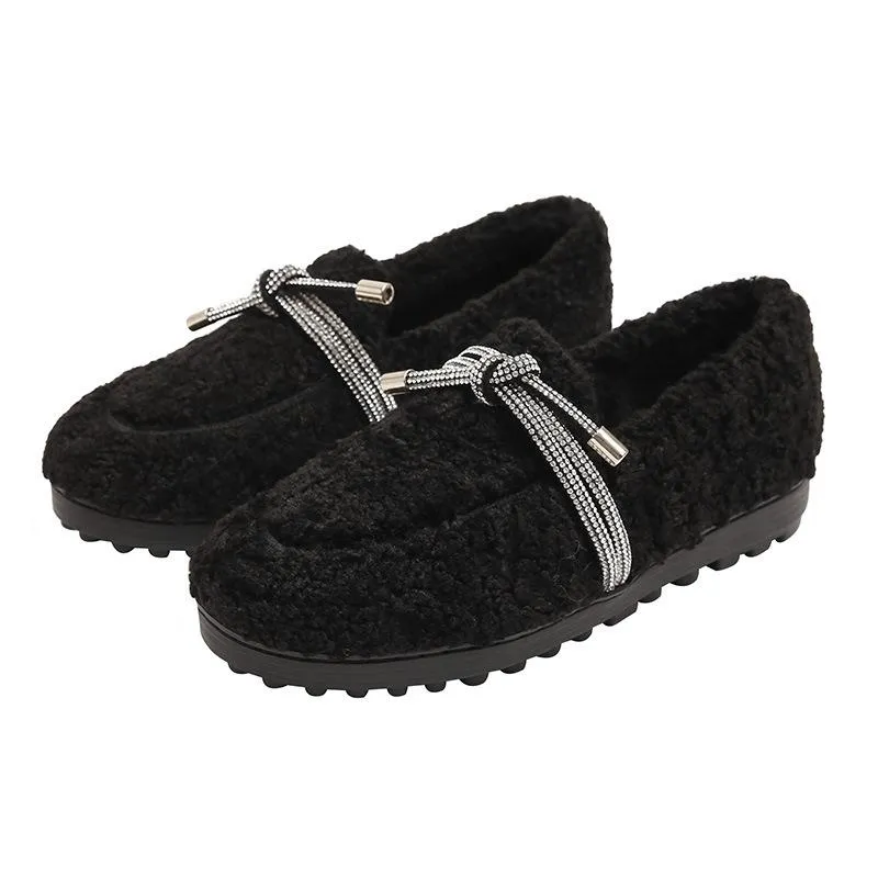 vanccy Furry Flats Loafers Fu62