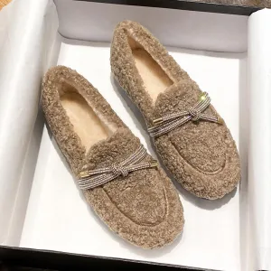 vanccy Furry Flats Loafers Fu62