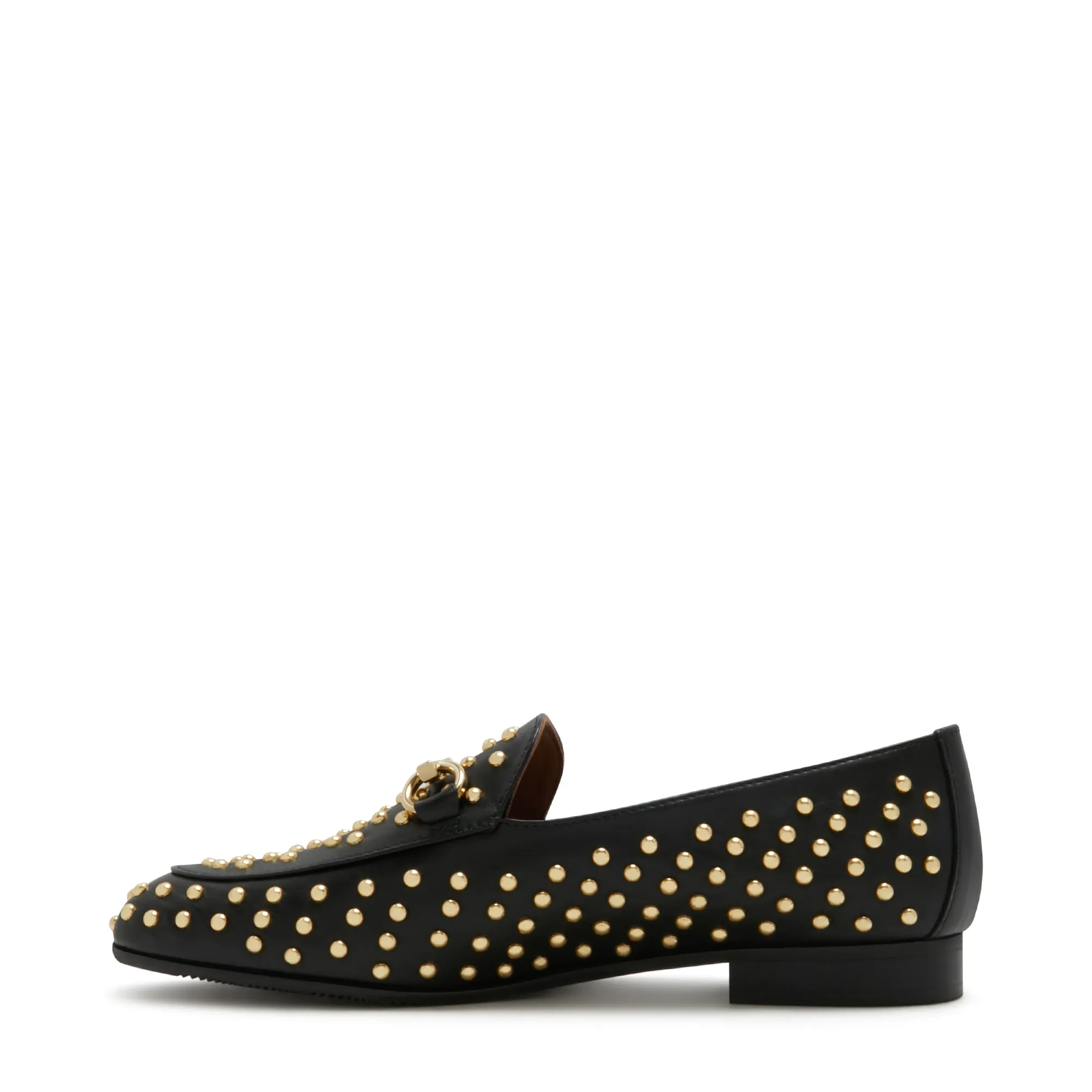 Vendôme Fleur black calfskin leather studded loafers