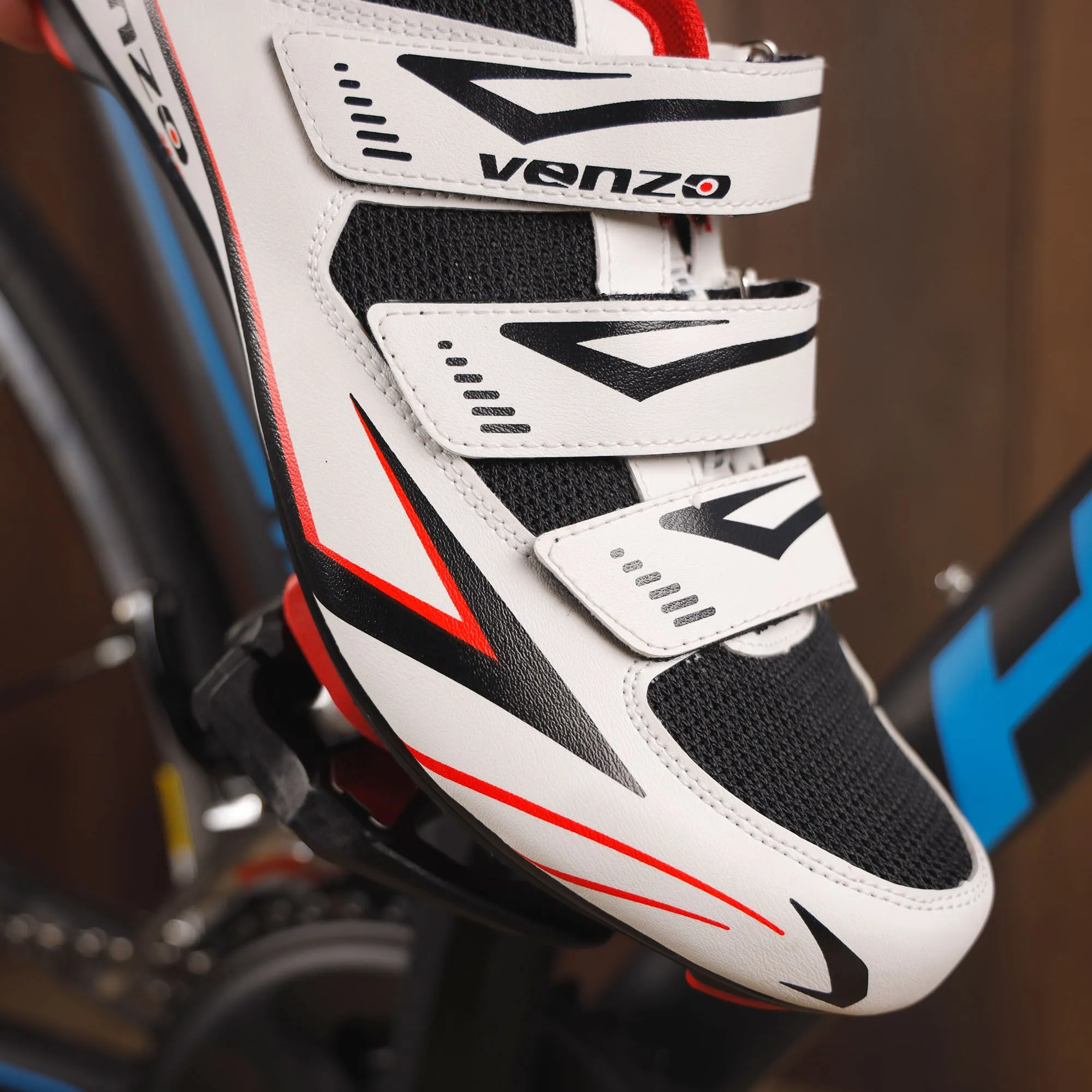 Venzo Bicycle Men’s Road Cycling Riding Shoes - With Bike Clipless Sealed Bearing LOOK Delta Compatible Pedals & 9 Degree Float Cleats - Size 41
