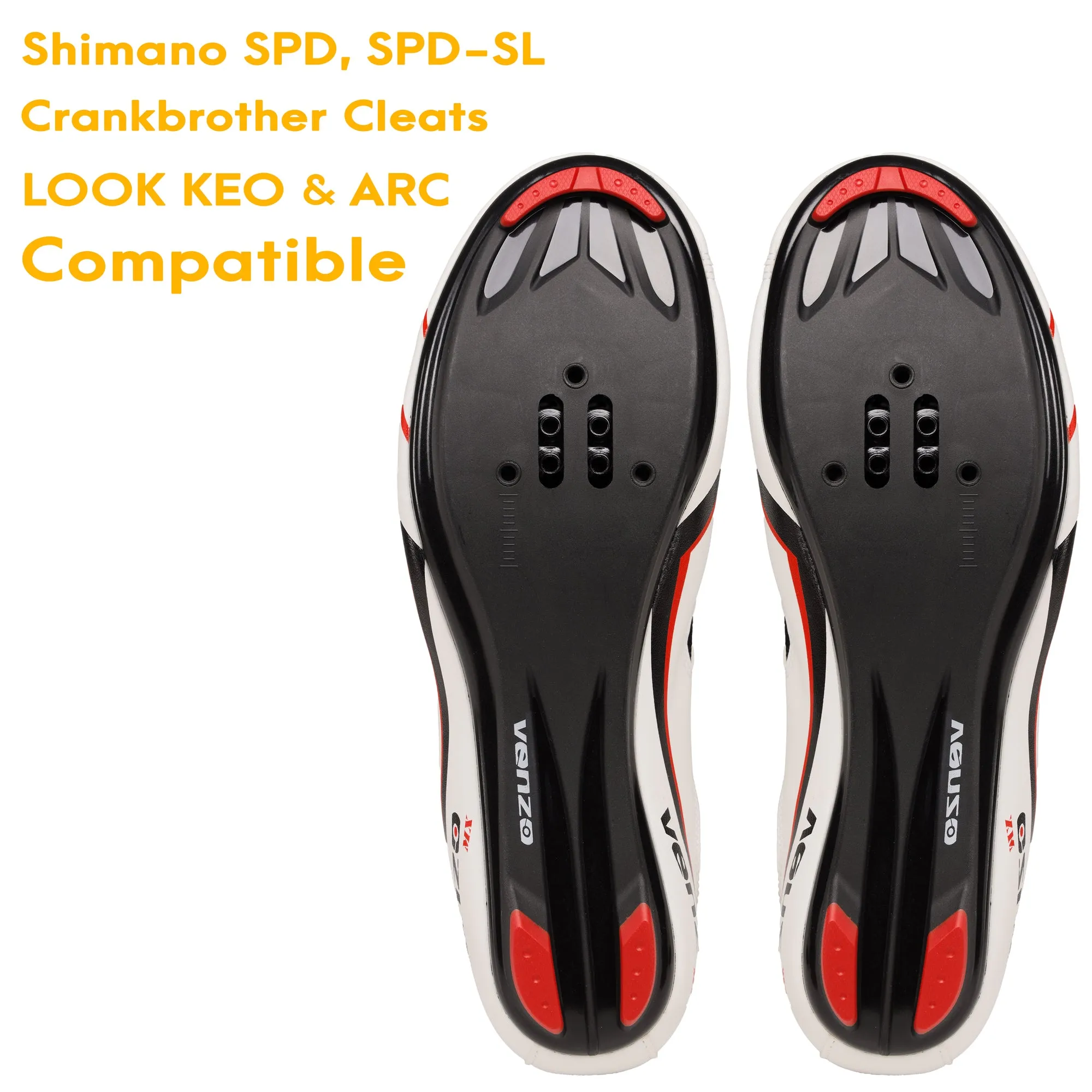 Venzo Bicycle Men’s Road Cycling Riding Shoes - With Bike Clipless Sealed Bearing LOOK Delta Compatible Pedals & 9 Degree Float Cleats - Size 41