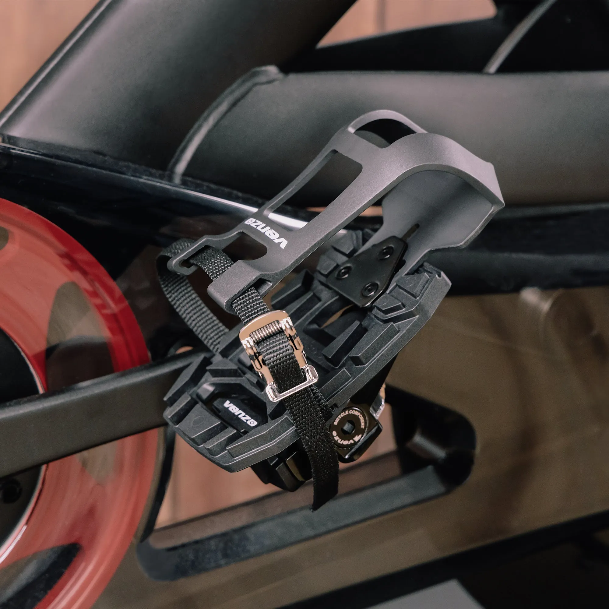 VENZO Bike Bicycle Toe Clips Cage Indoor Exercise Indoor Bike Pedal Adapters - Compatible With SPD-SL Pedal & Convert SPD-SL Pedals to Toe Clip Straps - Ride with Sneakers