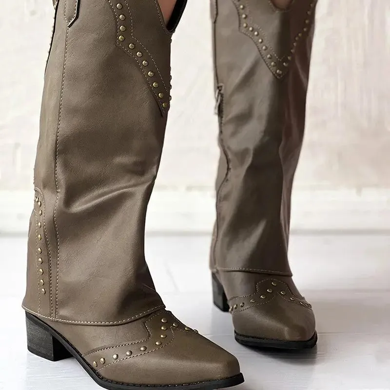 Vintage Pointed Studded Boots