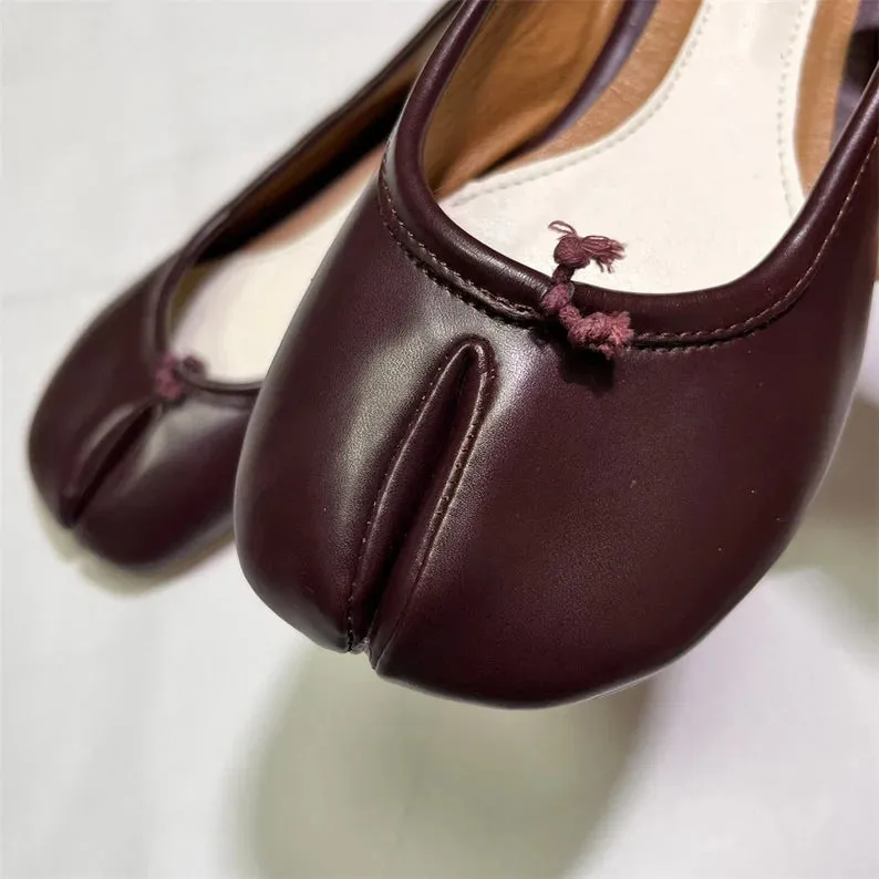 Vintage Women Burgundy Bliss Tabi Split Shoes