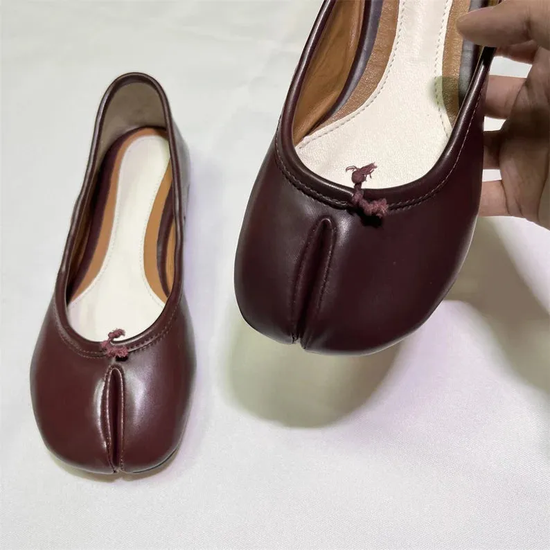 Vintage Women Burgundy Bliss Tabi Split Shoes