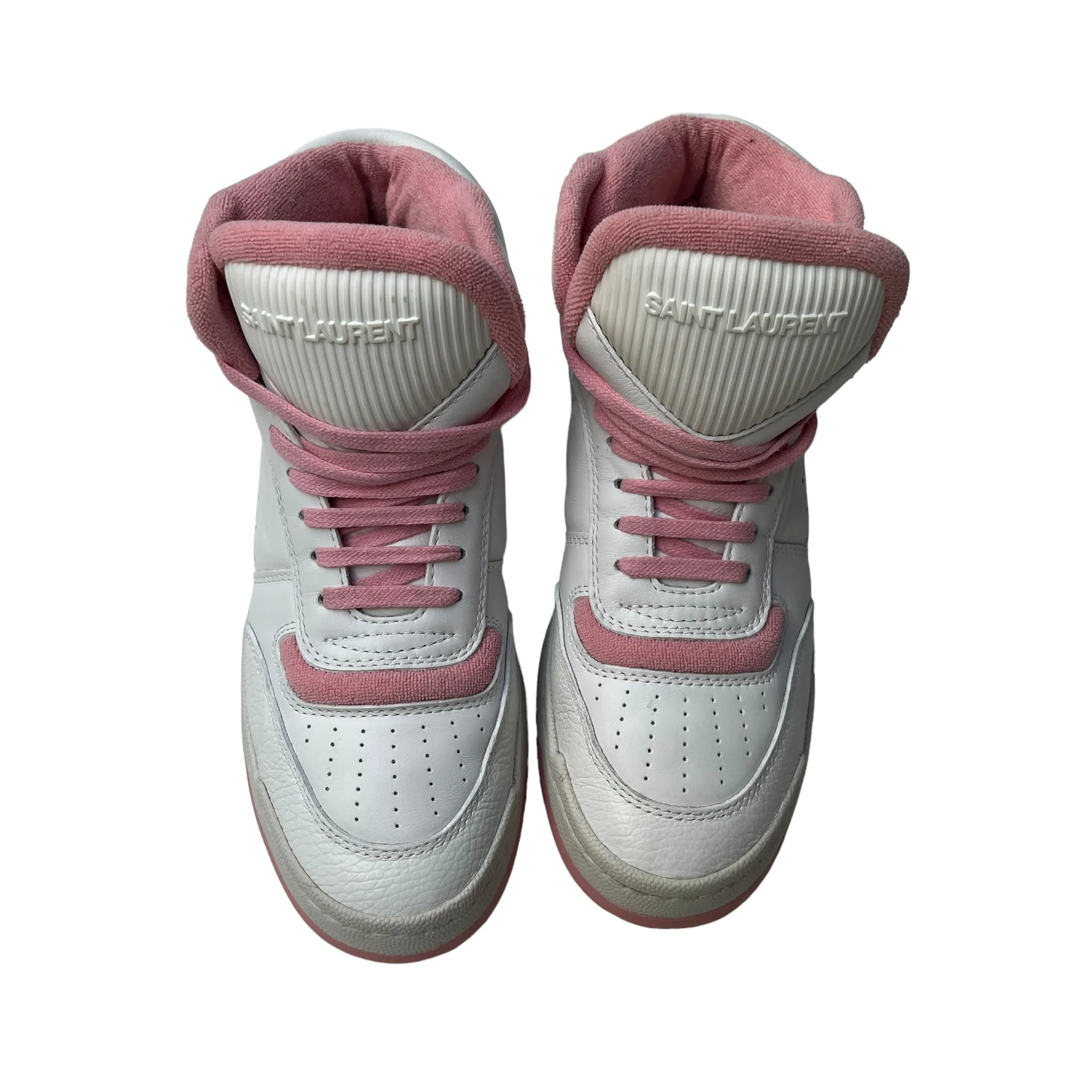 White and Pink High Top Sneakers - 8