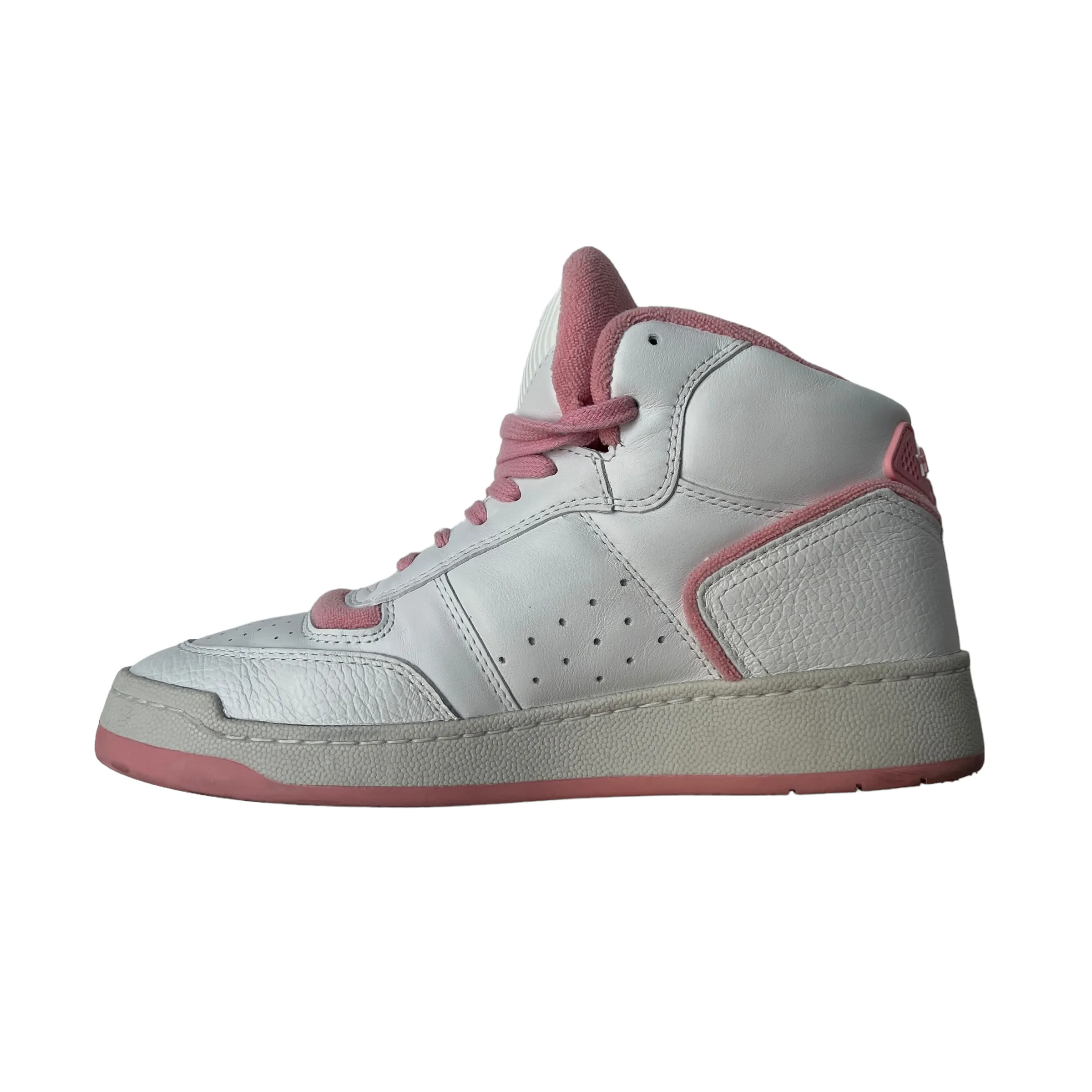 White and Pink High Top Sneakers - 8