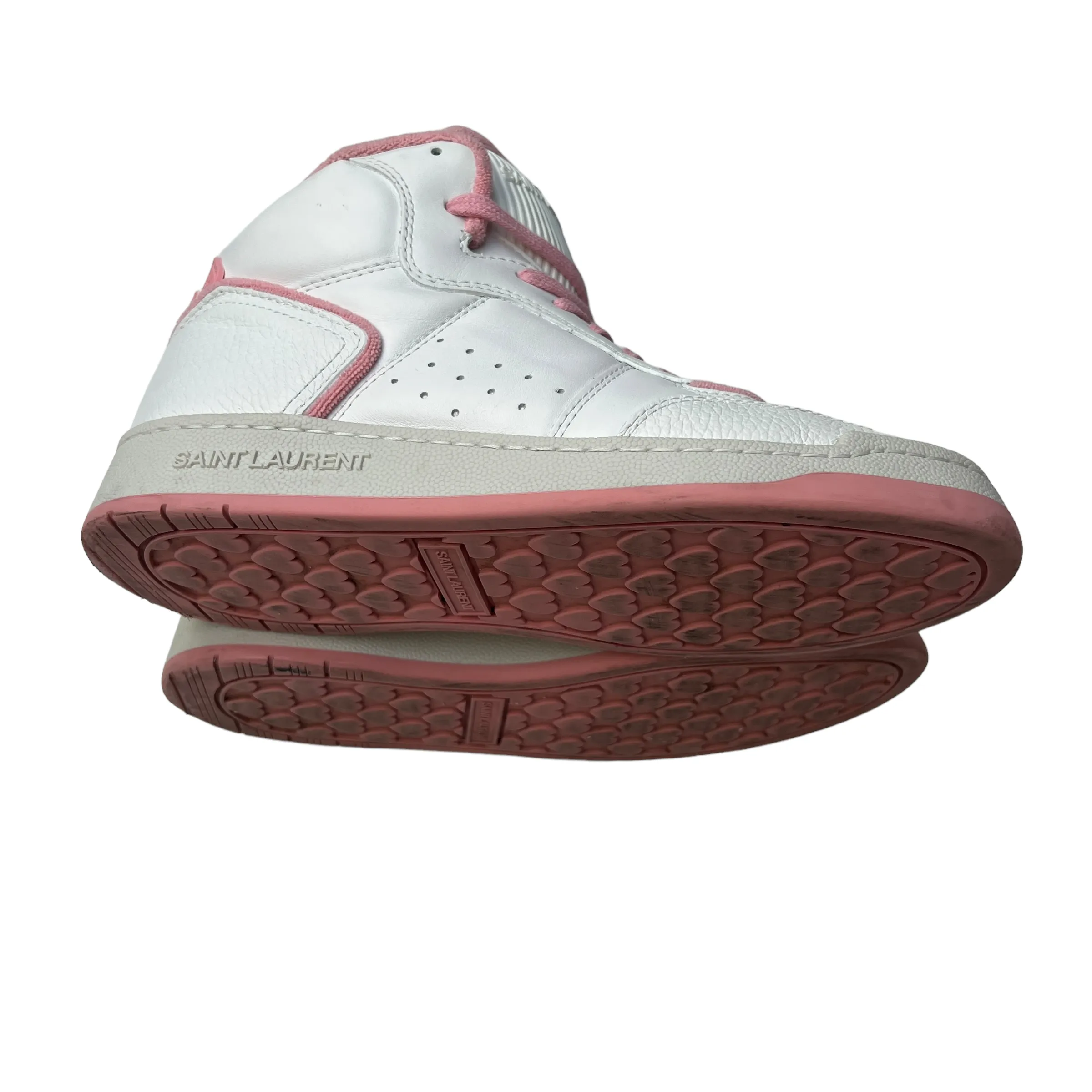 White and Pink High Top Sneakers - 8
