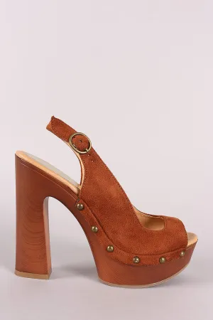 Wild Diva Lounge Peep Toe Slingback Studded Platform Pump