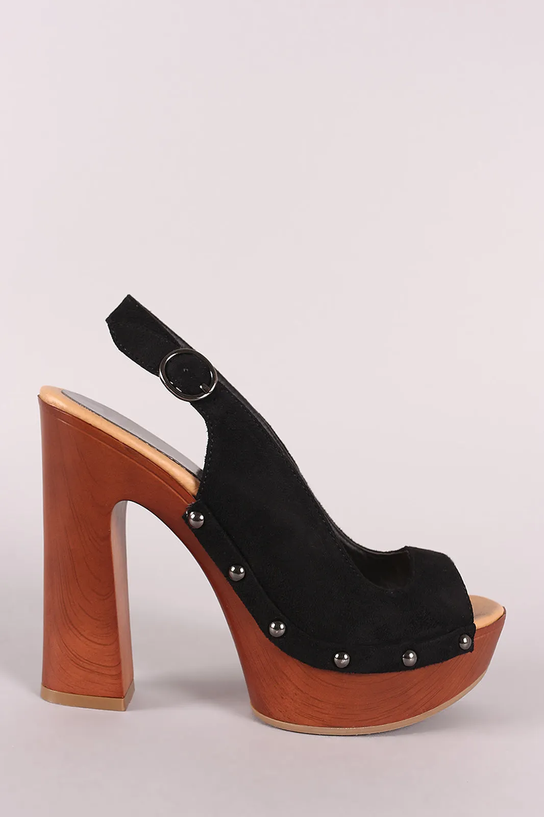Wild Diva Lounge Peep Toe Slingback Studded Platform Pump