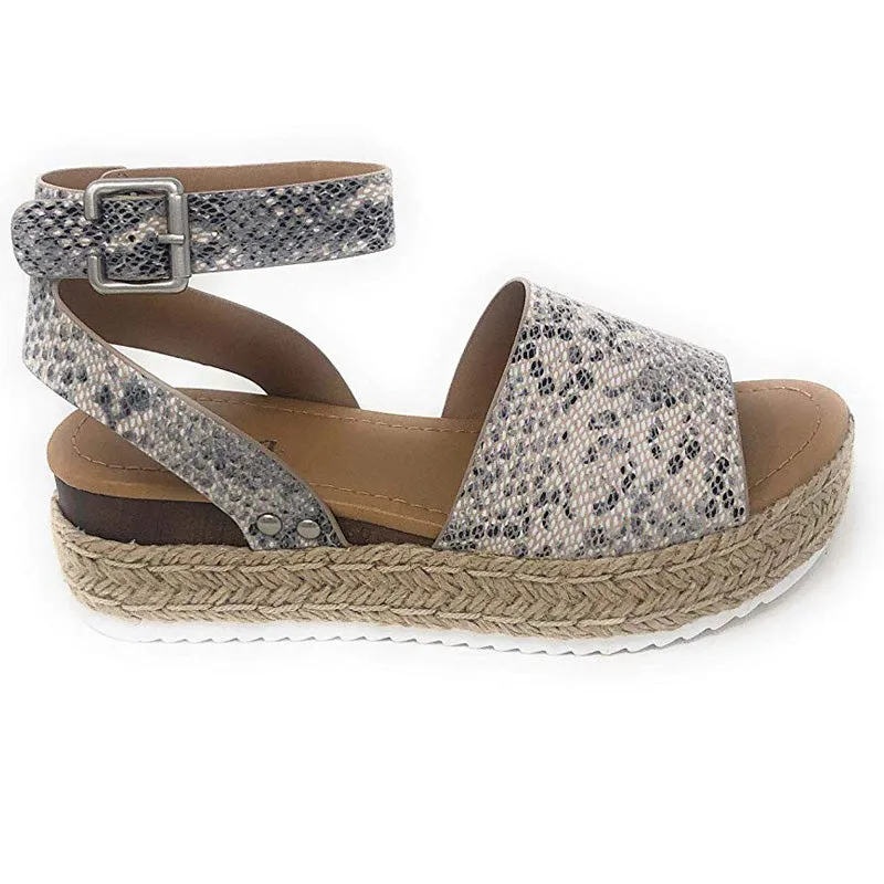 Women's Platform Sandals Espadrille Wedge Ankle Strap Roman Shoes