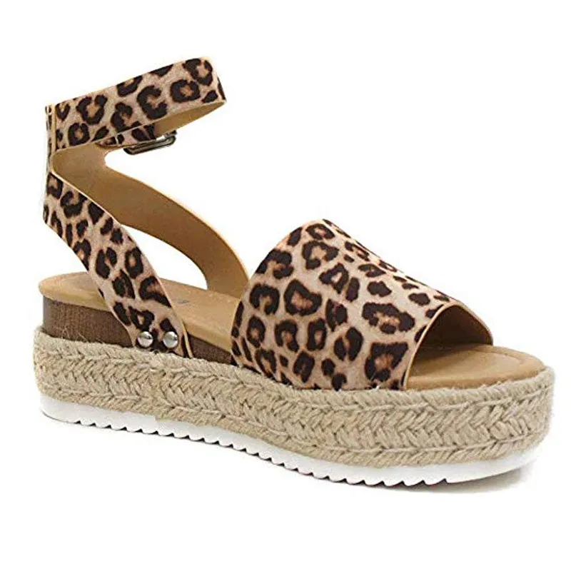 Women's Platform Sandals Espadrille Wedge Ankle Strap Roman Shoes