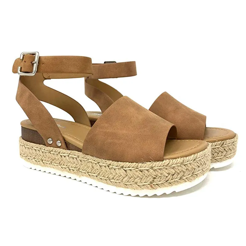 Women's Platform Sandals Espadrille Wedge Ankle Strap Roman Shoes