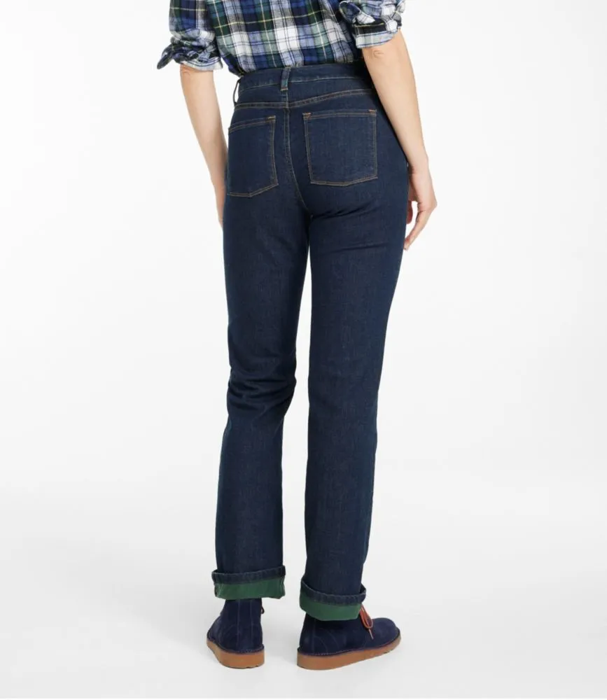 Women's True Shape Jeans, High-Rise Straight-Leg Fleece-Lined