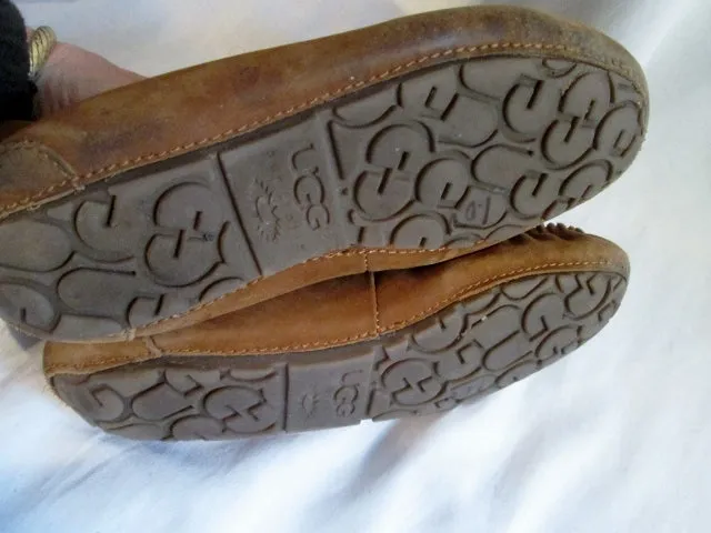 Womens UGG AUSTRALIA DAKOTA Uggs 5131 Suede Leather Moc 7 BROWN Shearling